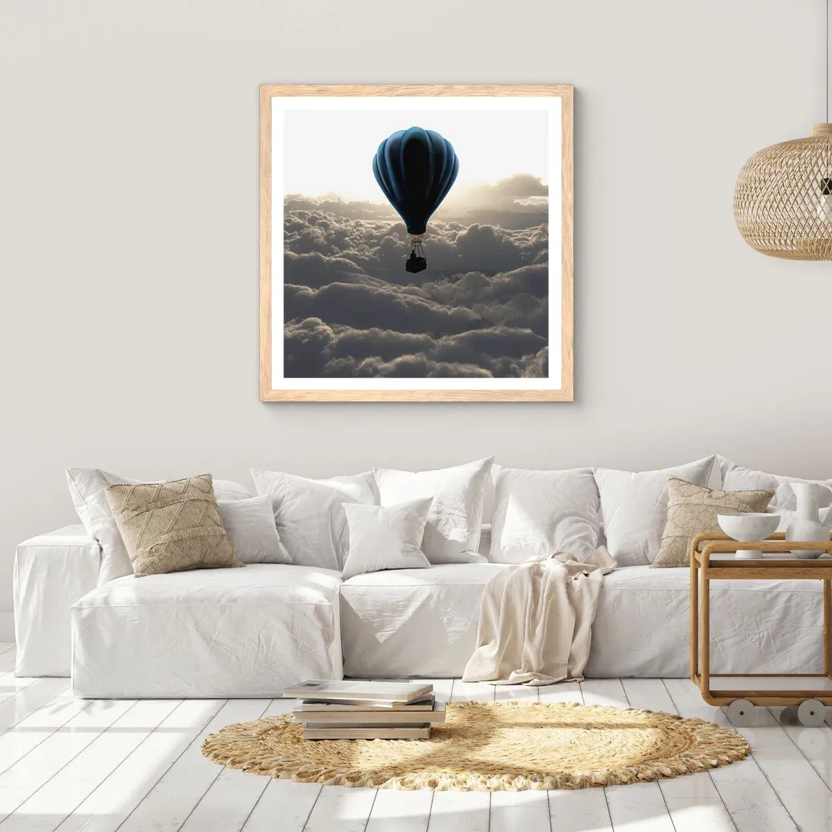 Poster in light oak frame - Wanderer above Clouds - 60x60 cm