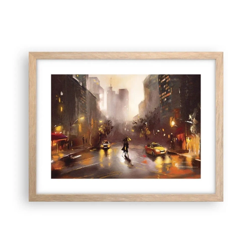 Poster in light oak frame - In New York Lights - 40x30 cm