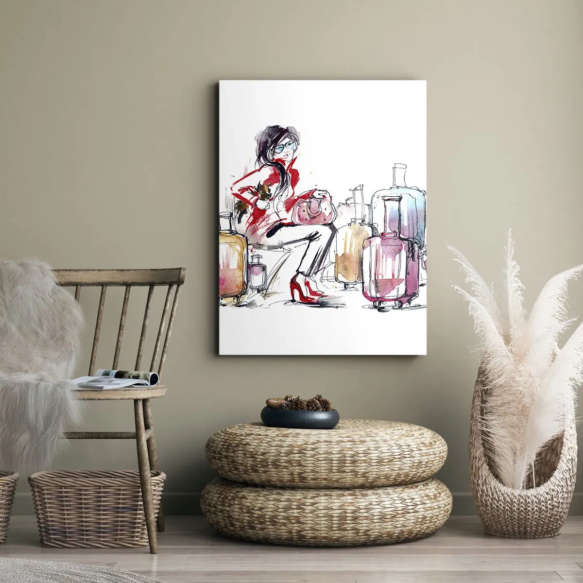 Canvas picture - Let's Sit down before Travel - 45x80 cm