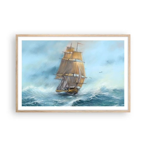 Poster in light oak frame - Gliding on the Waves - 91x61 cm