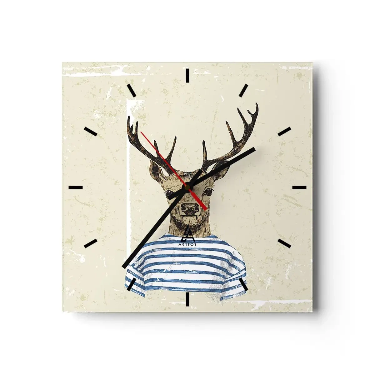 Wall clock - Clock on glass - Becaue I Like Striped T-Shirts - 30x30 cm