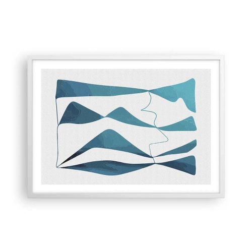 Poster in white frmae - Abstract: Turquoise Relation - 70x50 cm