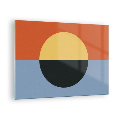 Glass picture - Abstract composition with a circle in warm and cold shades - 70x50cm - Composition of Warm and Cool - Modern wall decoration for the living room and bedroom ARTTOR