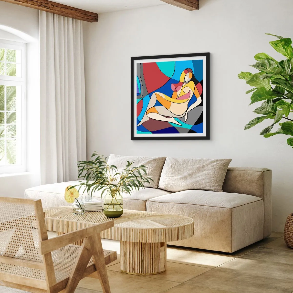 Poster in black frame - Cubist Nude - 40x40 cm