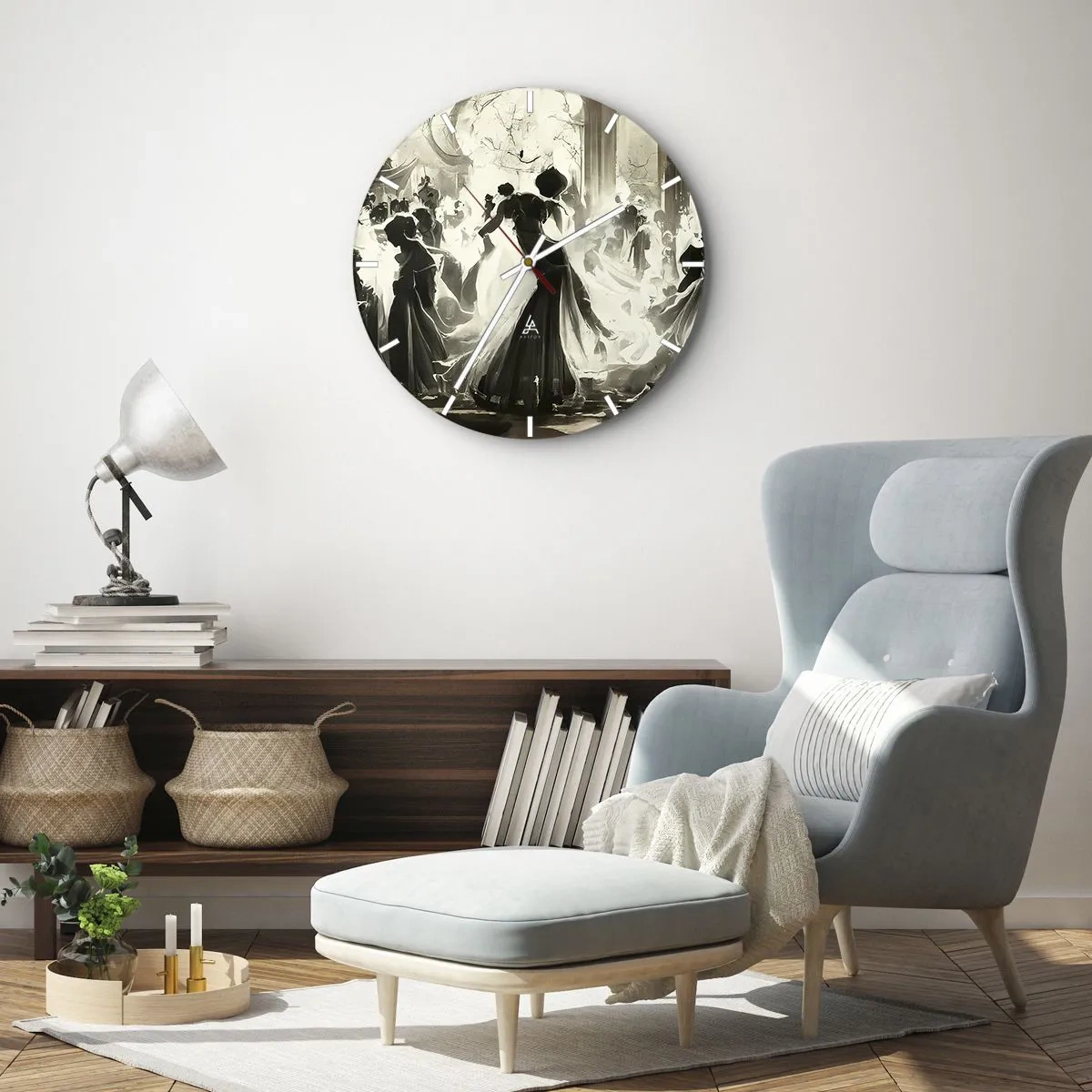 Wall clock - Clock on glass - Big Masquerade - 40x40 cm