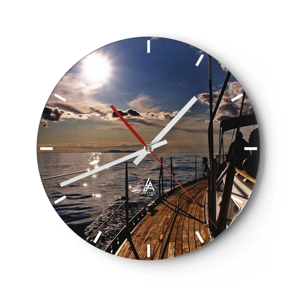 Wall clock - Clock on glass - Under the Sails towards the Sun - 40x40 cm