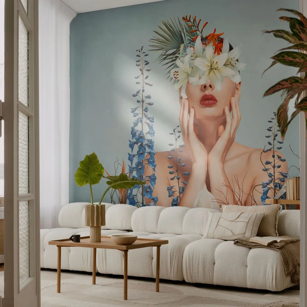 Photo Wallpaper Standard Eco - Woman – Flower - Abstraction, Woman, Flowers - 300x210 cm