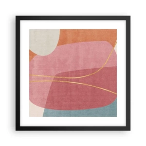 Poster in black frame - Pastel Composition with a Golden Note - 40x40 cm