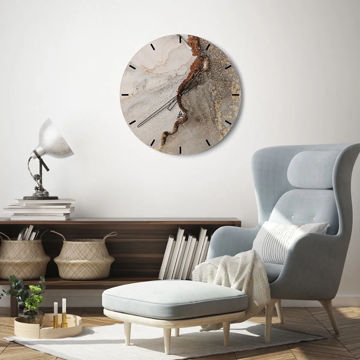 Wall clock - Clock on glass - On the Border of Colours - 40x40 cm