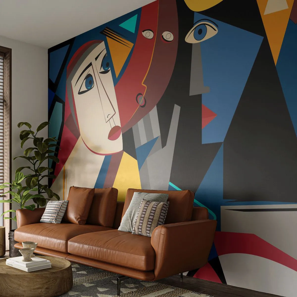 Self-Adhesive Photo Wallpaper Deluxe Sticker - Conversation of Cubists - People, Cubism, Portrait - 300x210 cm