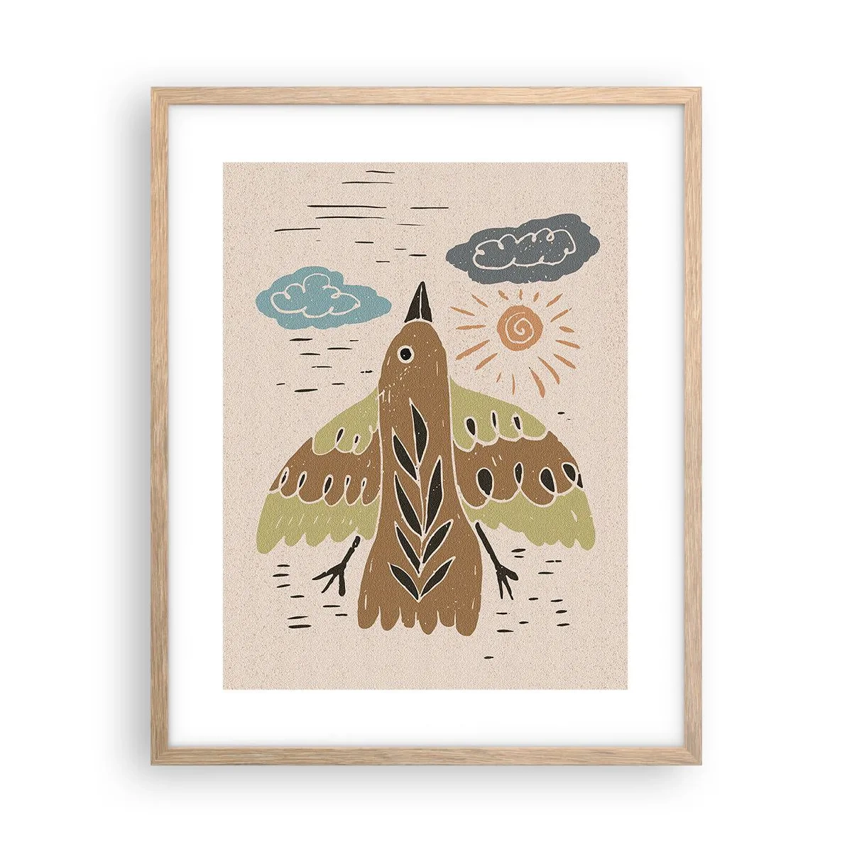 Poster in light oak frame - Joyful Flight - 40x50 cm