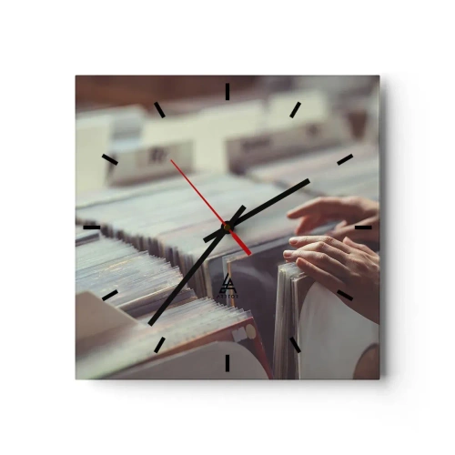 Wall clock - Clock on glass - In Search of Good Vibes - 30x30 cm