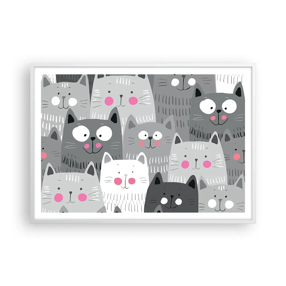 Poster in white frmae - Cat's World - 100x70 cm