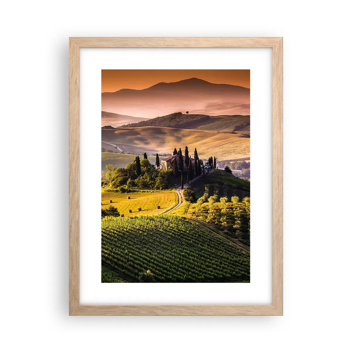 Poster in light oak frame - Arcadia - Tuscan Landscape - 30x40 cm