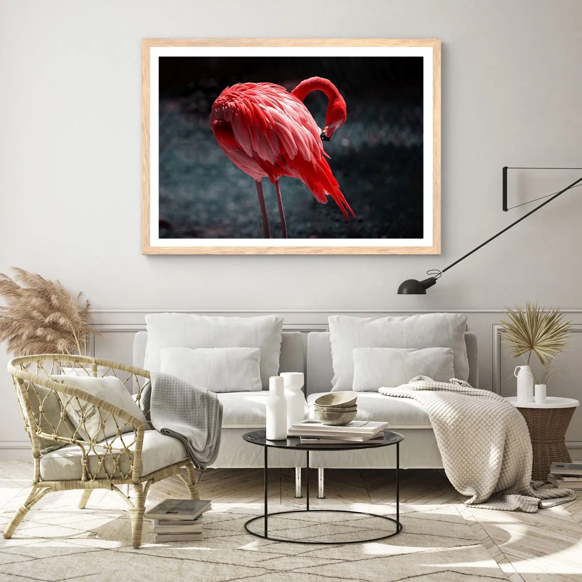 Poster in light oak frame - Crimson Poem of Nature - 70x50 cm