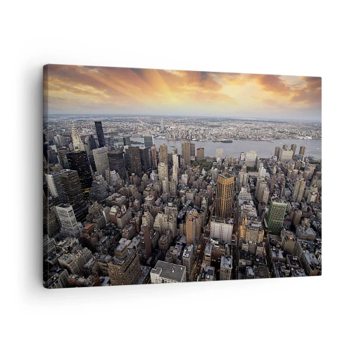 Canvas picture - View of the metropolis with the setting sun - 70x50cm - Beating Heart of Our Times - Modern wall decoration for the living room and bedroom ARTTOR