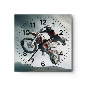 Wall clock - Clock on glass - No Risk, No Fun - 40x40 cm