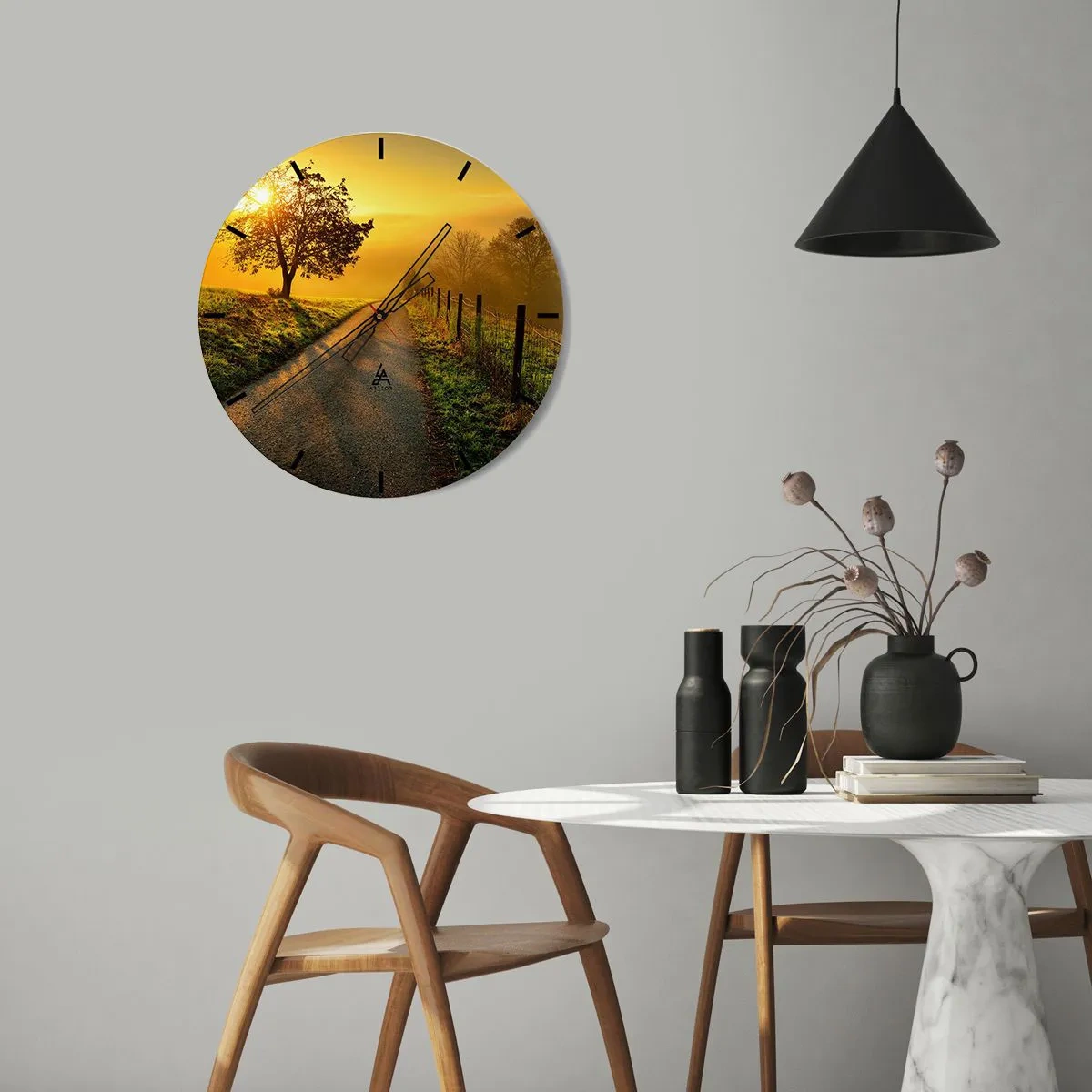 Wall clock - Clock on glass - Honey Afternoon - 30x30 cm