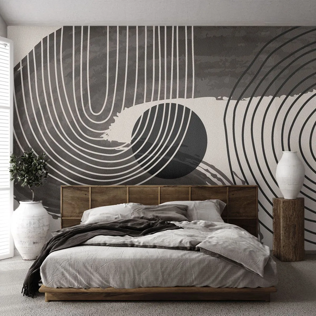 Photo Wallpaper Premium Sand - Oval Wins - Abstraction, Minimalism, Piece - 150x105 cm