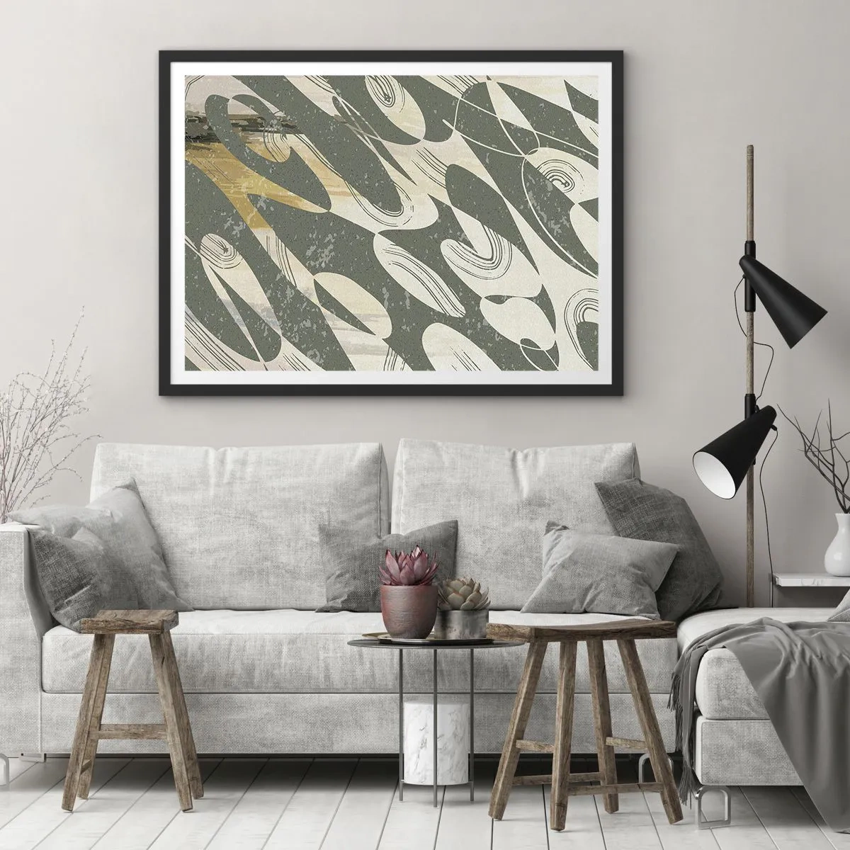 Poster in black frame - Rhytmic Abstract - 70x50 cm