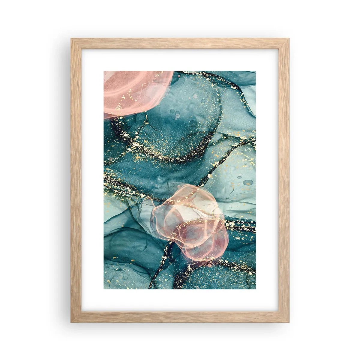 Poster in light oak frame - Silm Blue, Tulle Pink - 30x40 cm