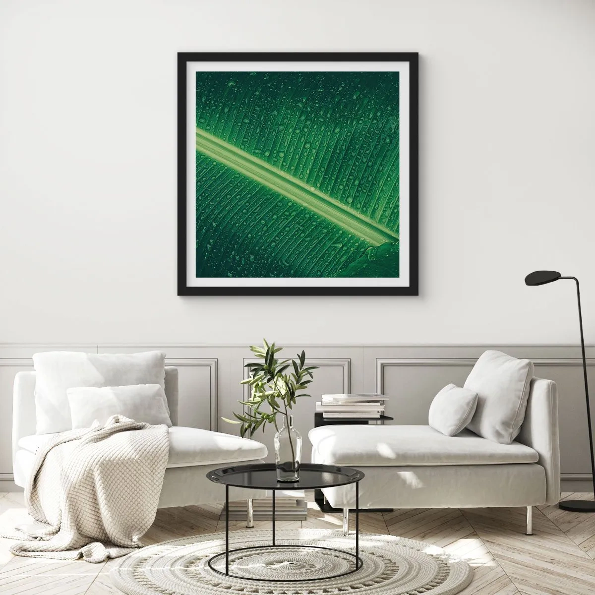 Poster in black frame - Structure of Green - 60x60 cm