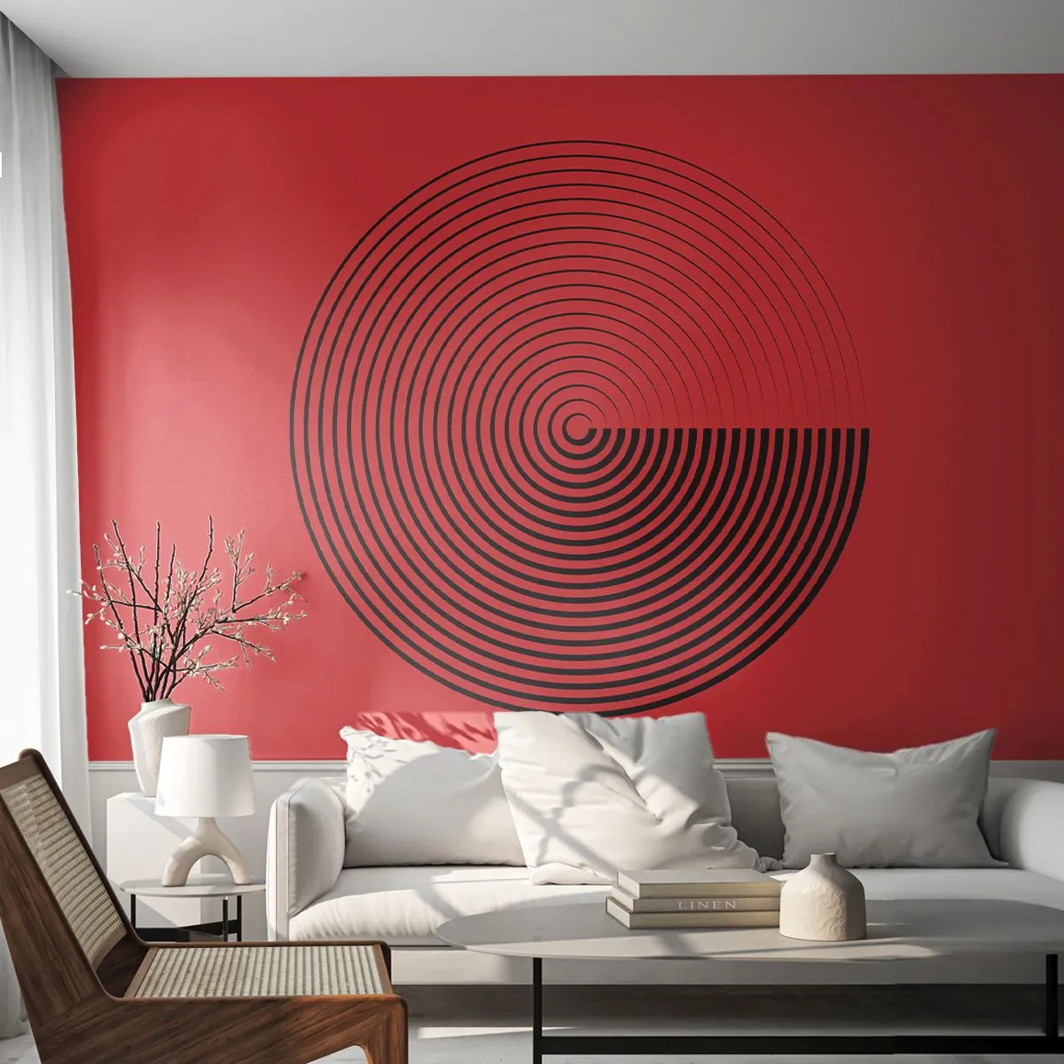 Self-Adhesive Photo Wallpaper Deluxe Sticker - Circular Movement - Minimalism, Wheel, Lines - 150x105 cm