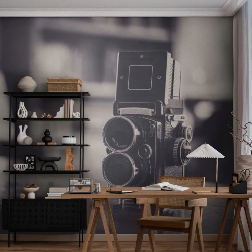 Photo Wallpaper Premium Sand - Magic of the Old Photograph - Retro, Camera, Vintage - 350x256 cm
