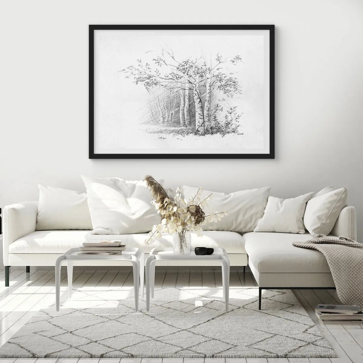 Poster in black frame - Holiday of Birch Forest - 70x50 cm