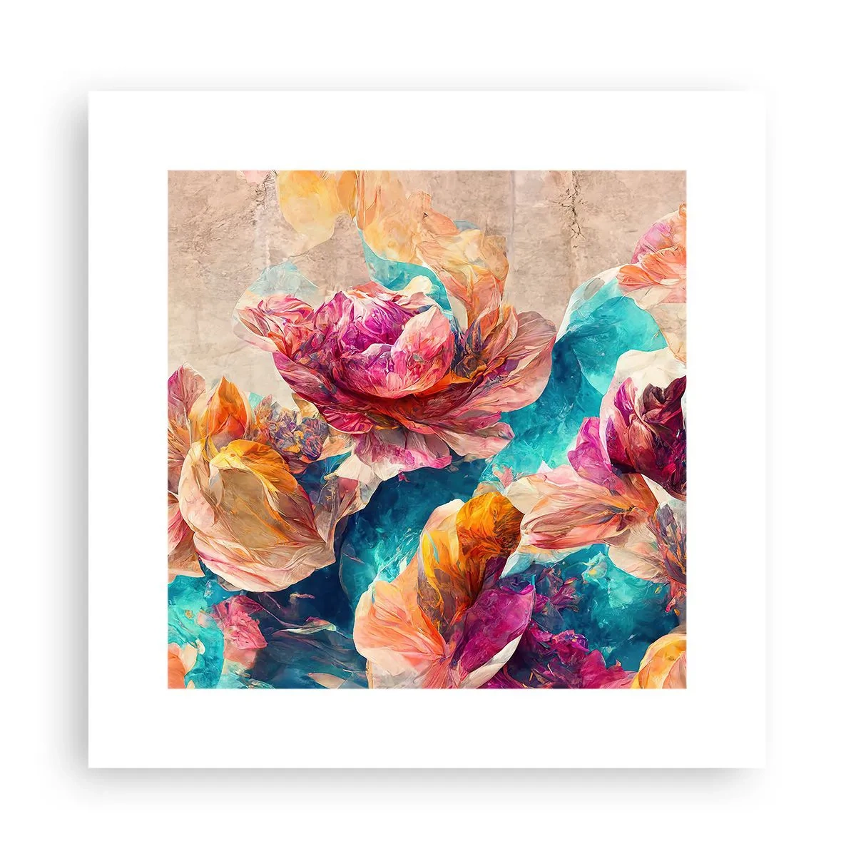 Poster - Colourful Splendour of a Bouquet - 30x30 cm