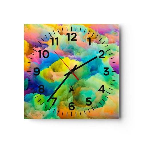 Wall clock - Clock on glass - Rainbow Fluff - 40x40 cm