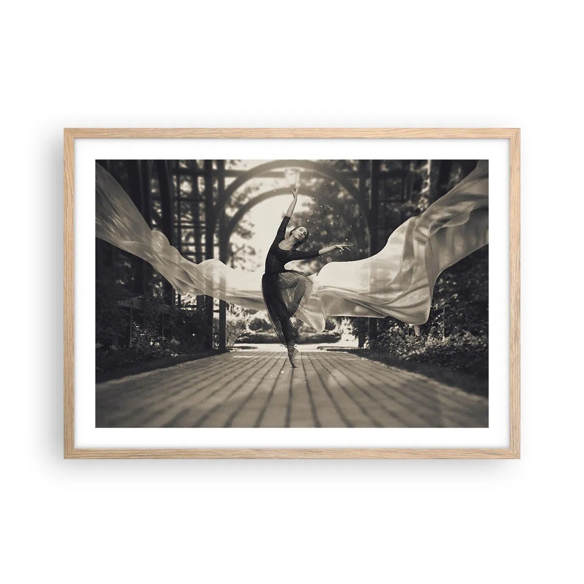 Poster in light oak frame - Dance of the Garden Spirit - 70x50 cm