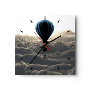 Wall clock - Clock on glass - Wanderer above Clouds - 40x40 cm