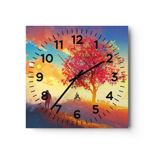 Wall clock - Clock on glass - Pilgrim at Its Goal - 30x30 cm