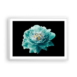 Poster in white frmae - Blue and Gold Petals - 70x50 cm