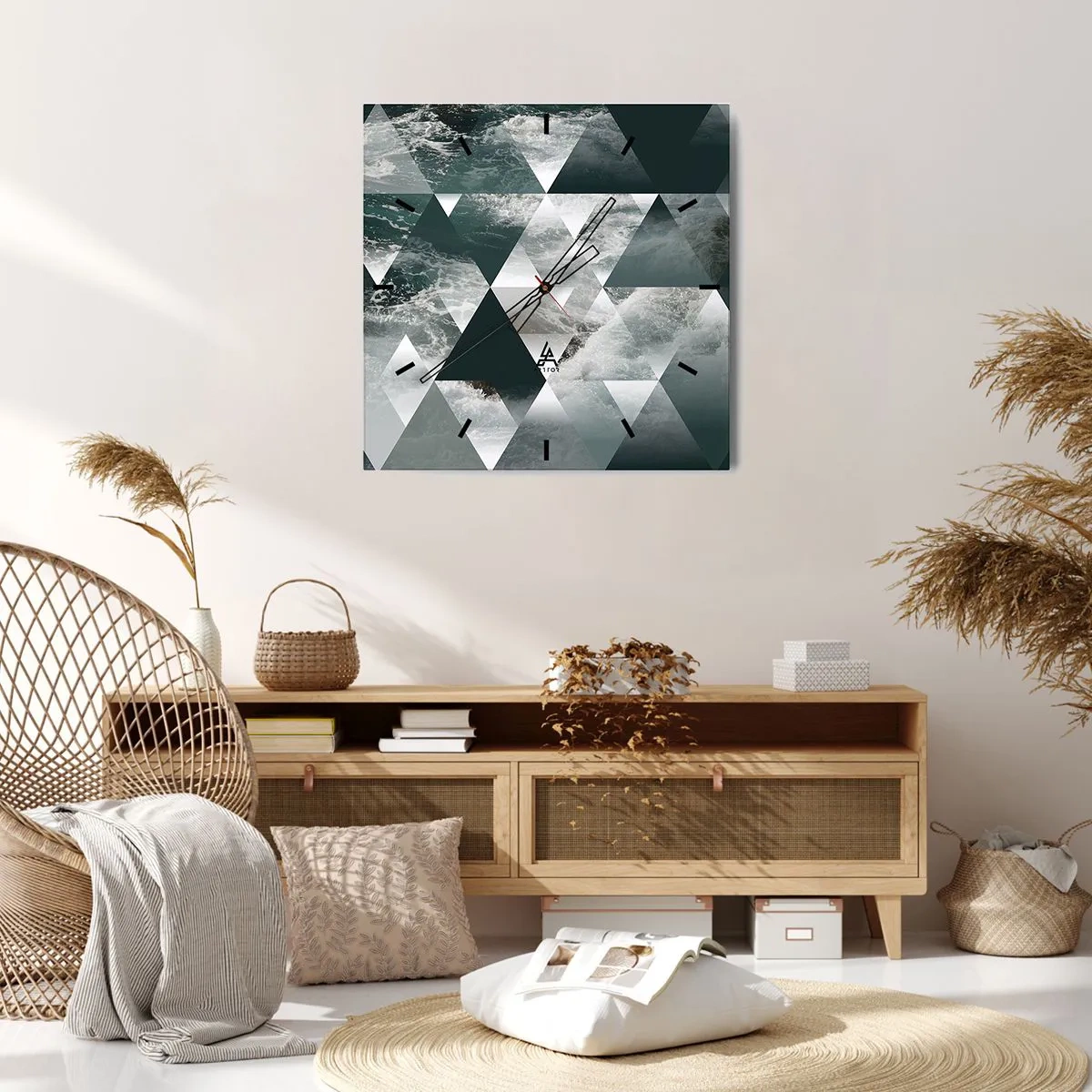 Wall clock - Clock on glass - Crystal Perspective - 30x30 cm