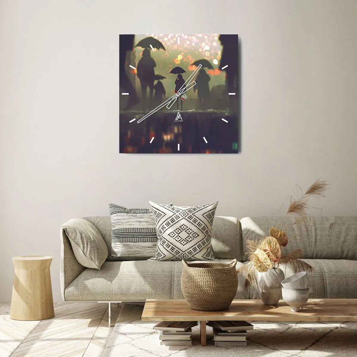 Wall clock - Clock on glass - From Perspective of a Raindrop - 40x40 cm