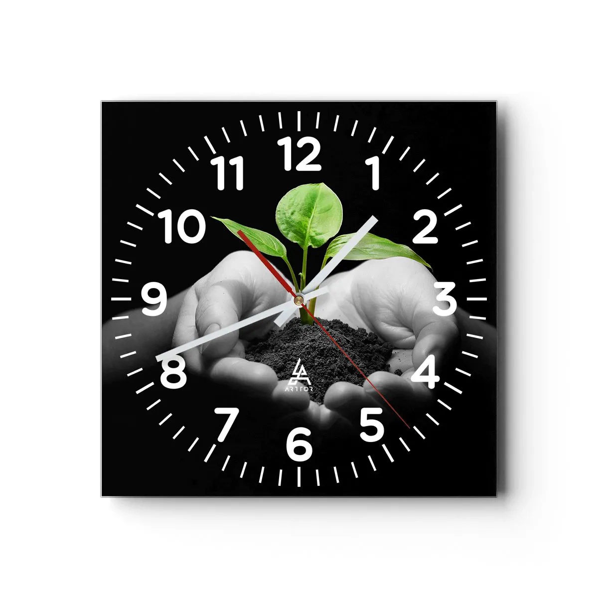 Wall clock - Clock on glass - I Love Nature, I Protect It - 40x40 cm