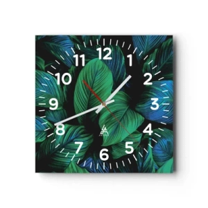 Wall clock - Clock on glass - In a Green Crowd - 40x40 cm