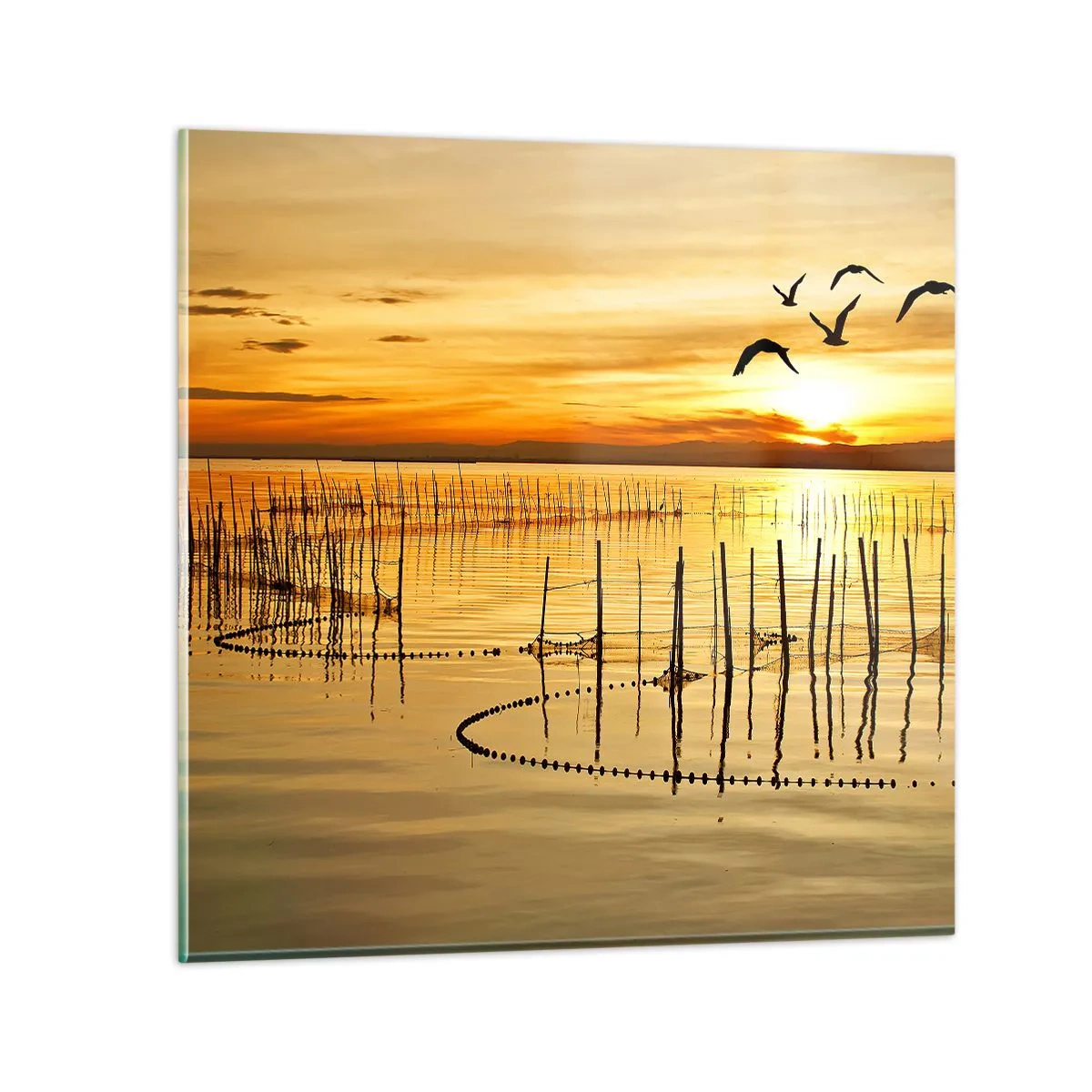 Glass picture - At a Fishery - 50x50 cm