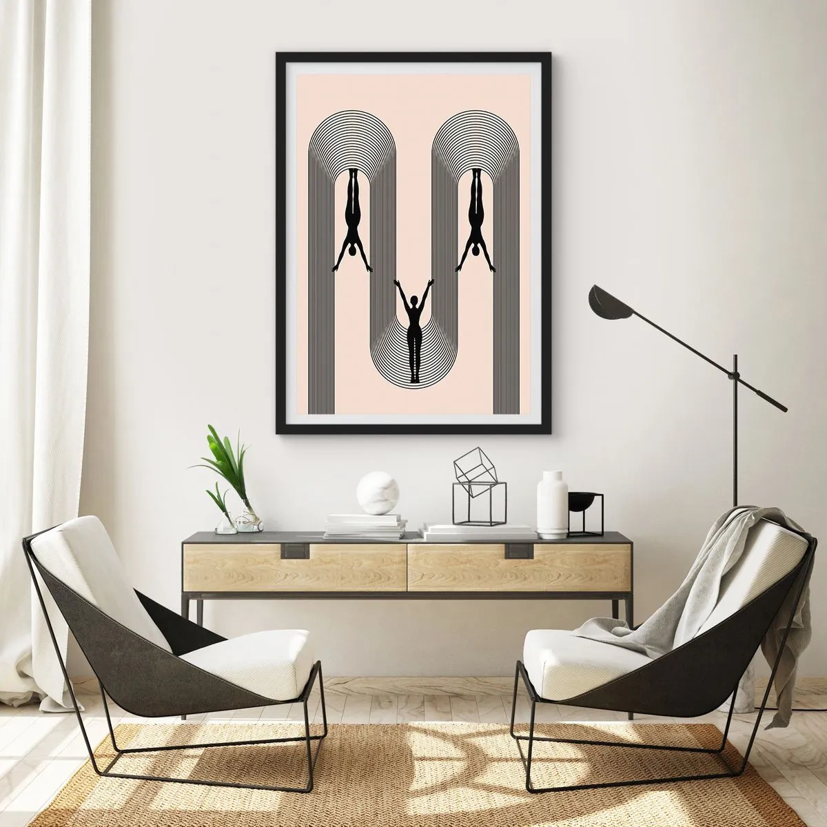 Poster in black frame - Minimalist silhouettes in a geometric composition - 50x70cm - Upside Down - Modern wall decoration for the living room and bedroom ARTTOR