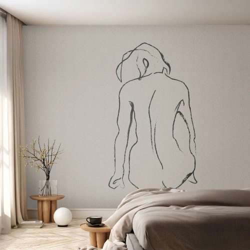 Photo Wallpaper Premium Canvas - Woman Nude - Act, Line, Drawing - 150x105 cm