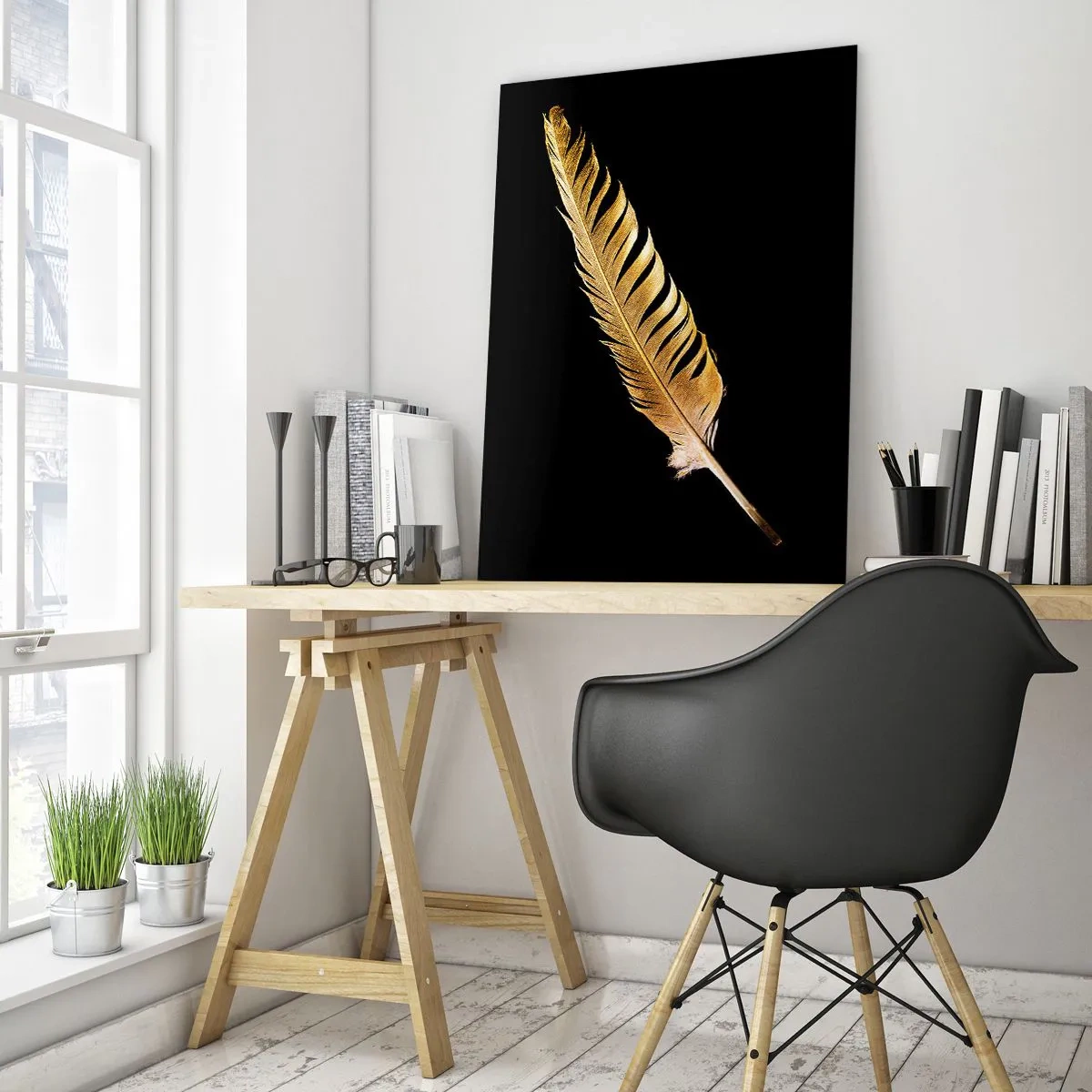 Glass picture - High-Class Feather - 80x120 cm