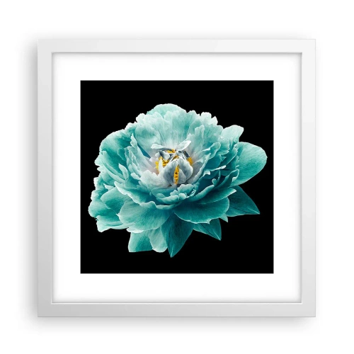 Poster in white frmae - Blue and Gold Petals - 30x30 cm