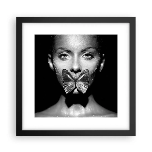 Poster in black frame - Butterfly Kiss - 30x30 cm