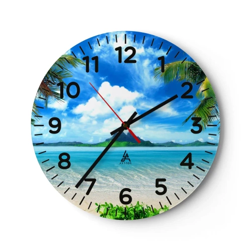 Wall clock - Clock on glass - Blue Tropics - 40x40 cm