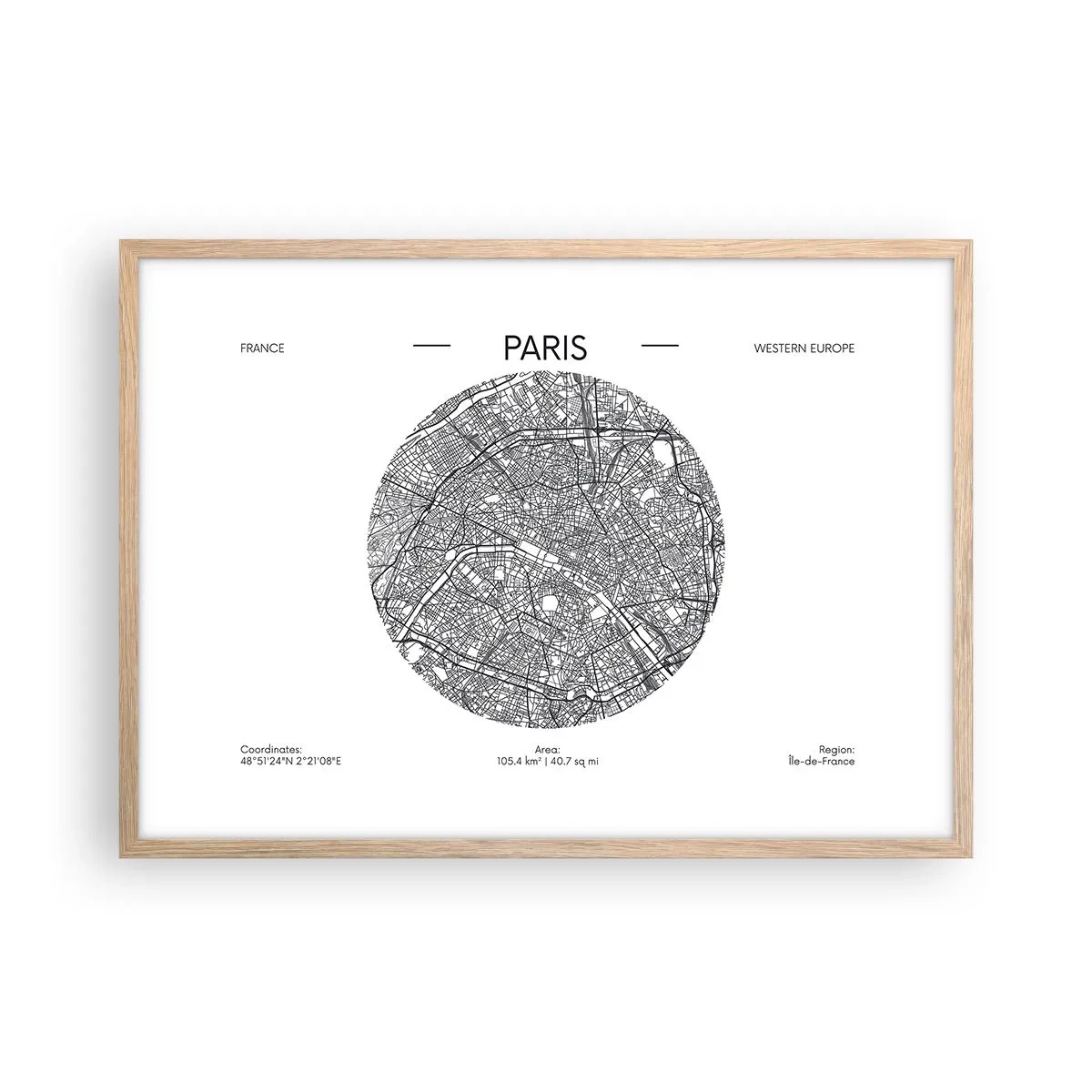 Poster in light oak frame - Anatomy of Paris - 70x50 cm
