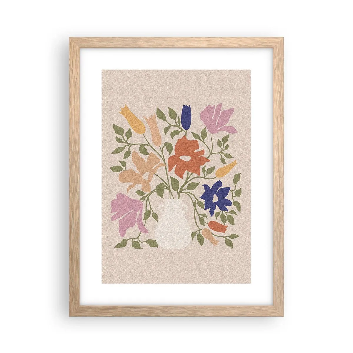 Poster in light oak frame - Delicate Bouquet - 30x40 cm