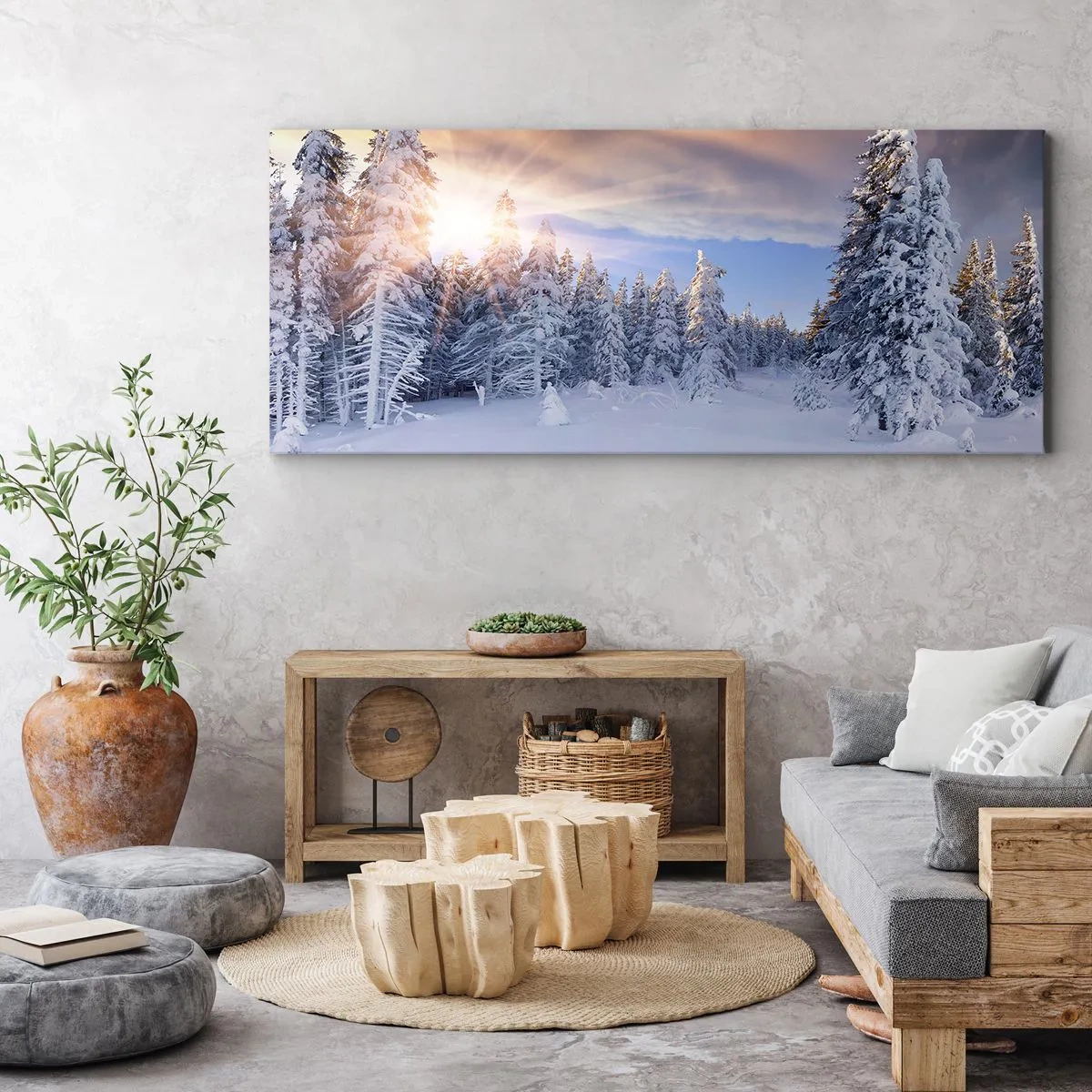 Canvas picture - Snowy Spectacle of Nature - 90x30 cm