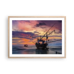 Poster in light oak frame - Exotic Evening - 70x50 cm